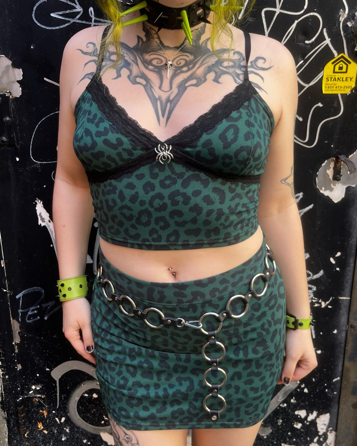 Forest Green Leopard Print Body-con Mini Skirt - MADE IN QUEBEC