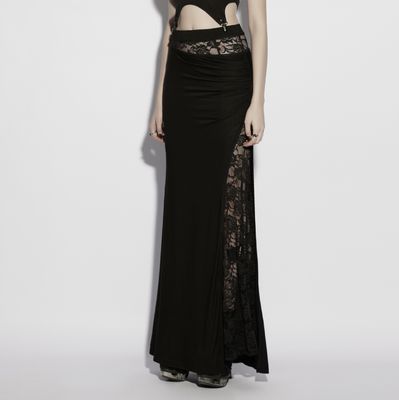 Asymmetrical Pleated Lace Skirt OQ-978