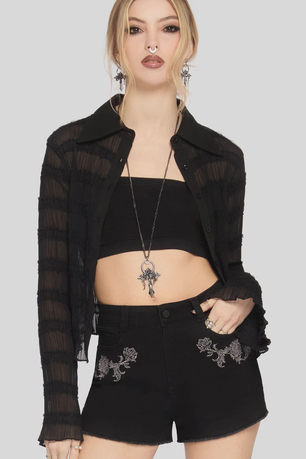 Gaia Adorned Embroidered Shorts