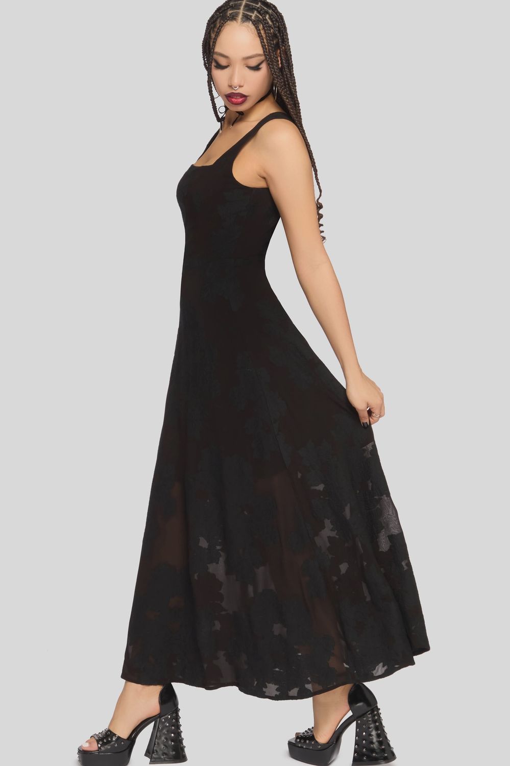 The Hollow Jacquard Maxi Dress