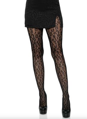 Bas Collants Filet Léopard Noir / LA9716XBK [PLUS]