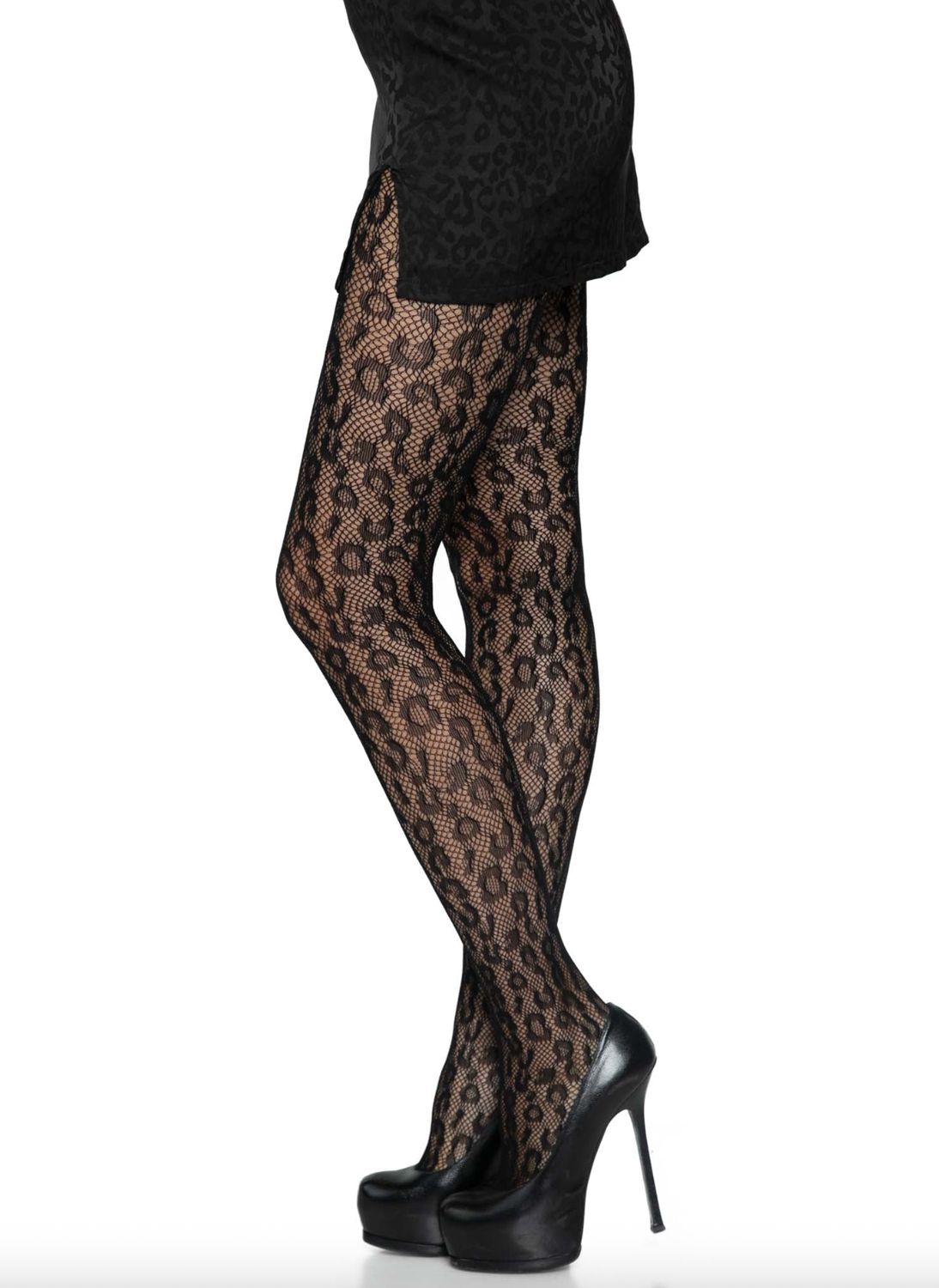Bas Collants Filet Léopard Noir / LA9716XBK [PLUS]