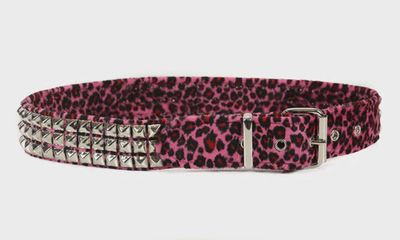 Ceinture en Léopard Rose à Studs Argentés BT104L-PINK [PLUS]