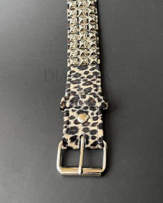 Brown Leopard Belt with Silver Stud BT104L-BRN [PLUS]