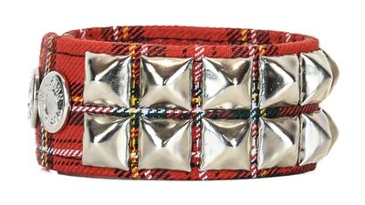 Bracelet Tartan Rouge avec Studs BC112PD-RED