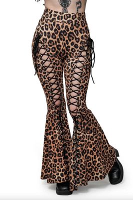 Leopard Alice Lace Up Flare Pants [Regular] [PLUS]