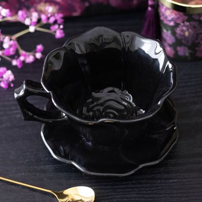 Tasse et Soucoupe Rose Noire [RM_73426]