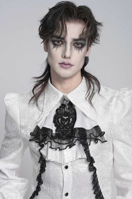 White Jabot with Pearls AS28802
