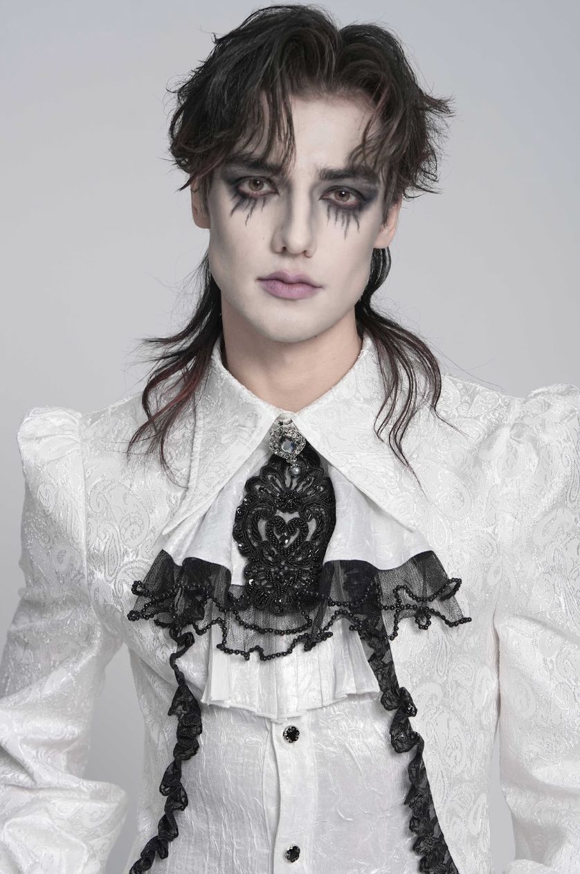 White Jabot with Pearls AS28802
