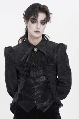 Black Jabot with Pearls AS28801