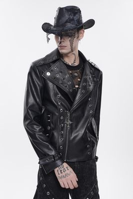 Faux Leather Jacket with Studs CT280