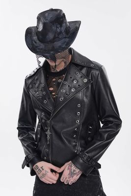Faux Leather Jacket with Studs CT280