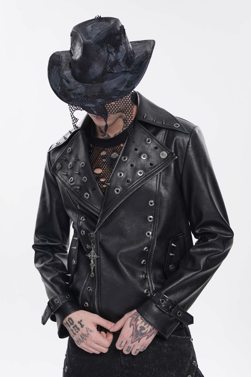 Faux Leather Jacket with Studs CT280