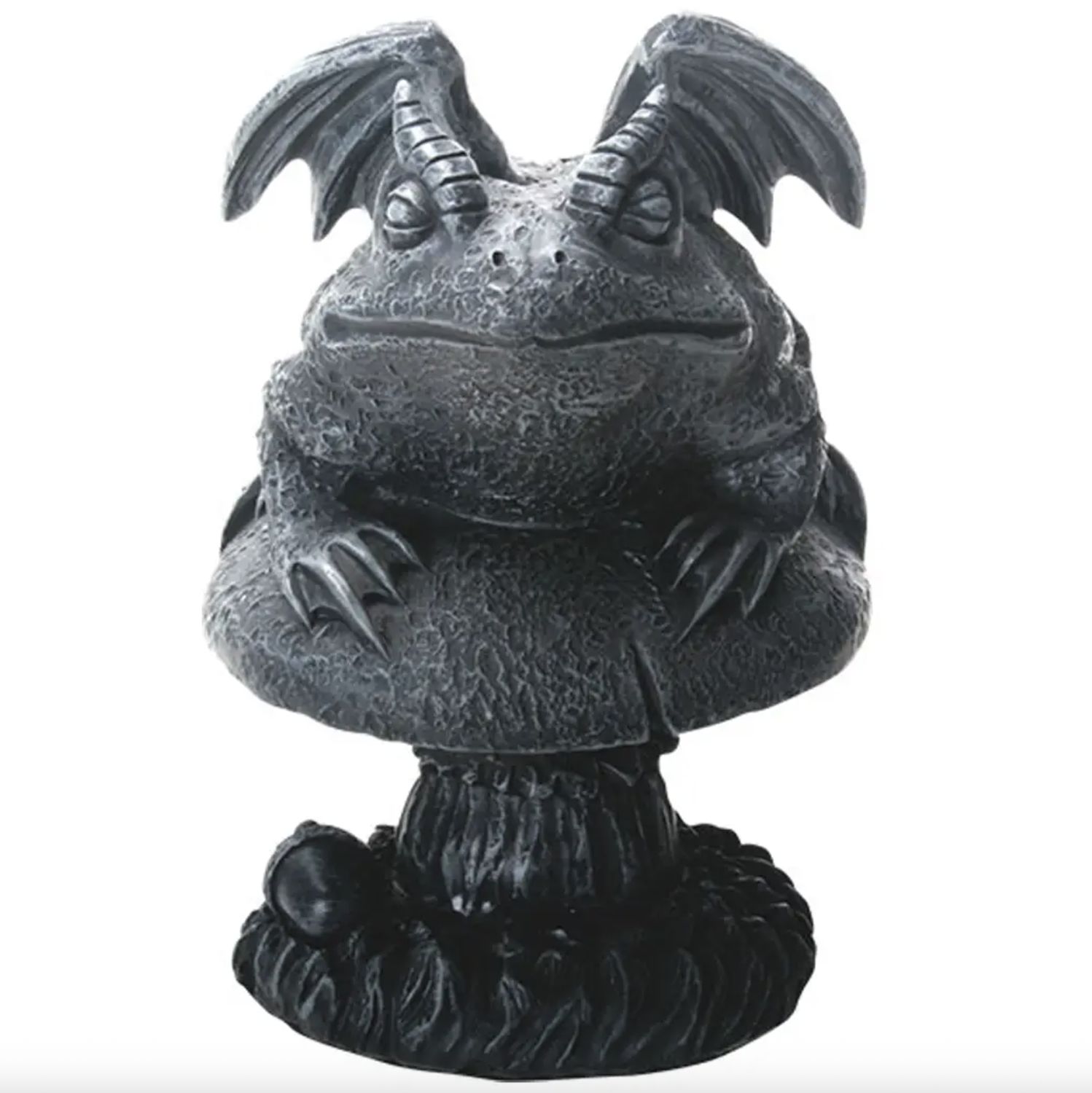 Gargoyle Toad on Mushroom Statuette