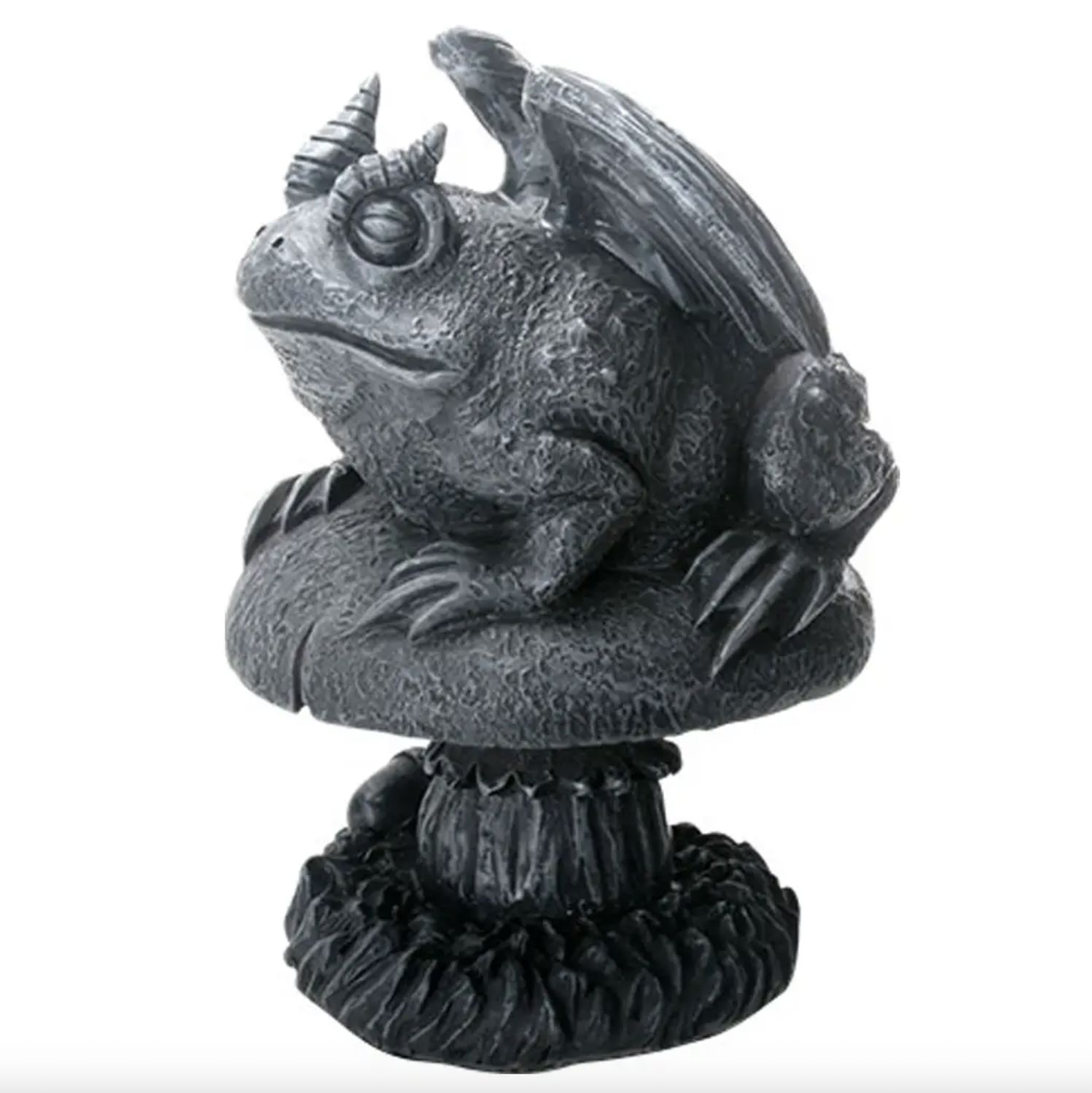 Gargoyle Toad on Mushroom Statuette