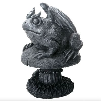 Gargoyle Toad on Mushroom Statuette