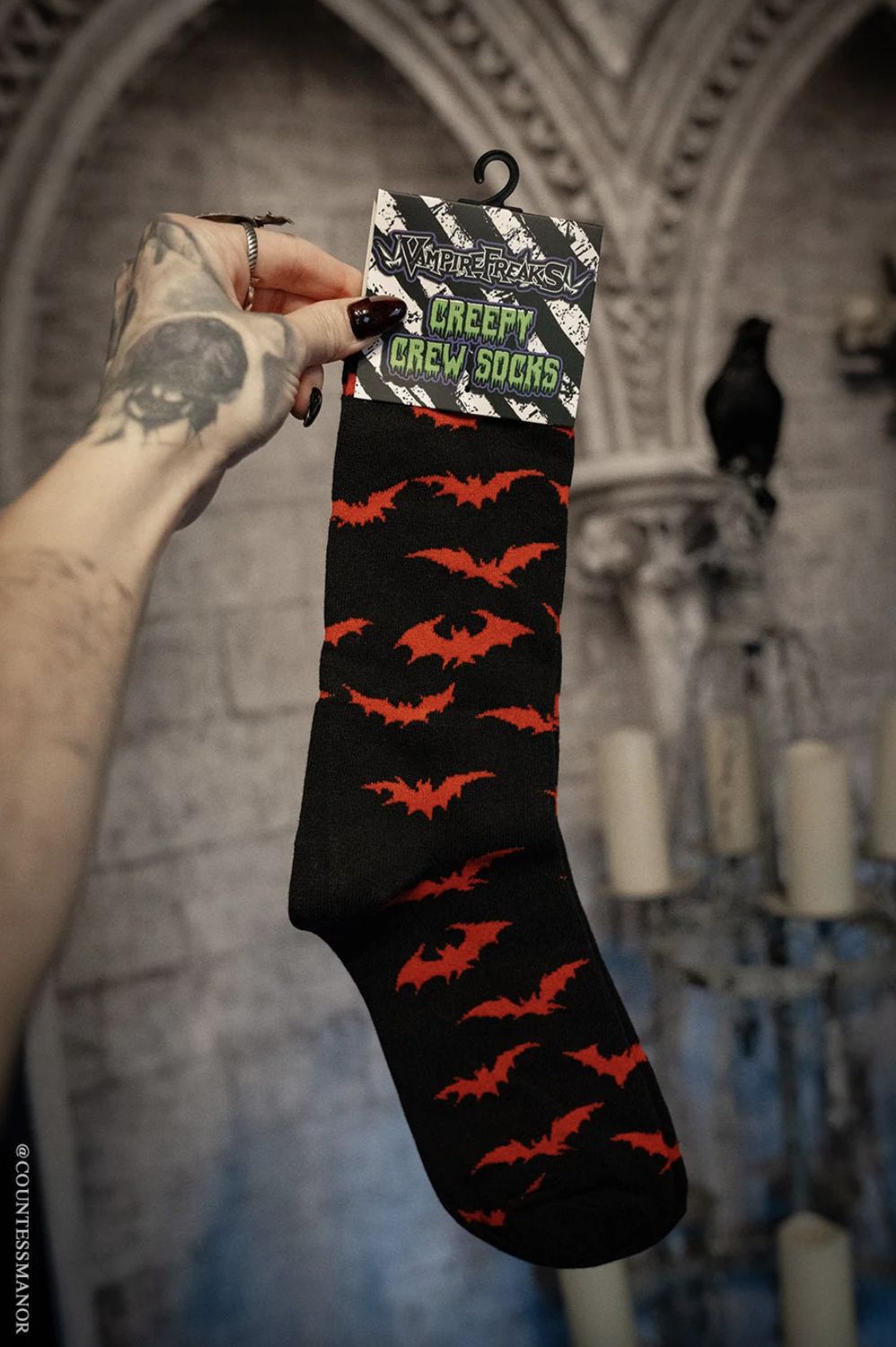Creepy Crew Red Bats Socks