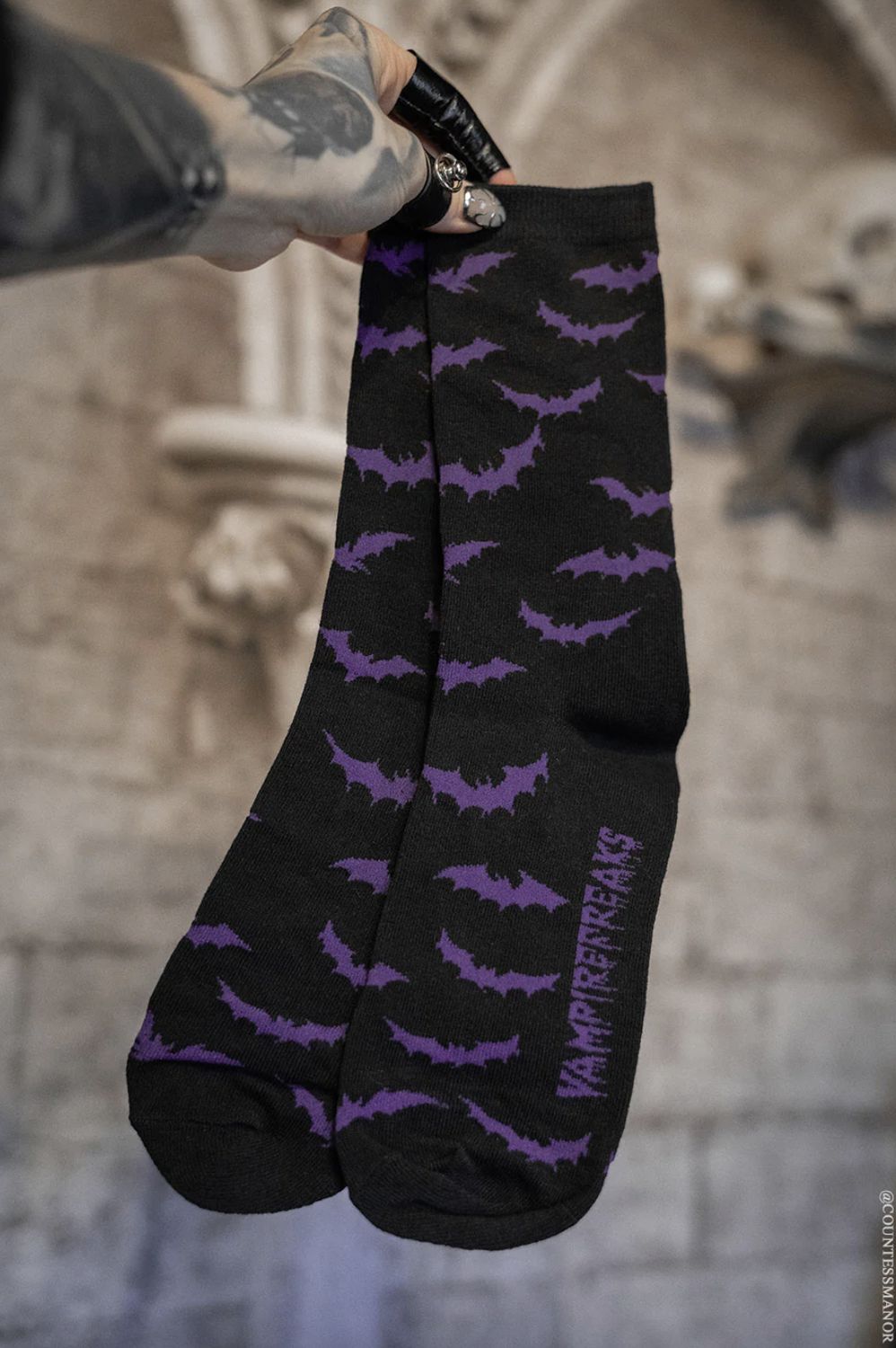 Creepy Crew Purple Bats Socks