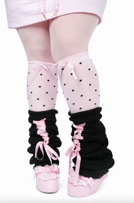 Knee High Pink and Black Dot Socks