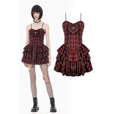 Robe Cœur Tartan Rouge DW1173