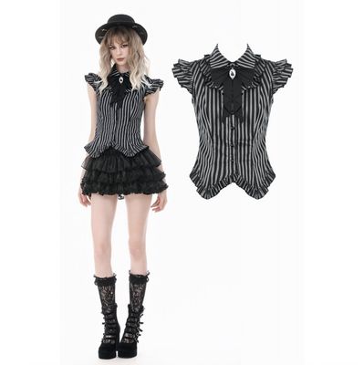 Black and Grey Striped Blouse IW152