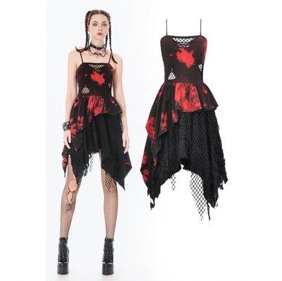 Red and Black Tie-Dye Dress DW1149