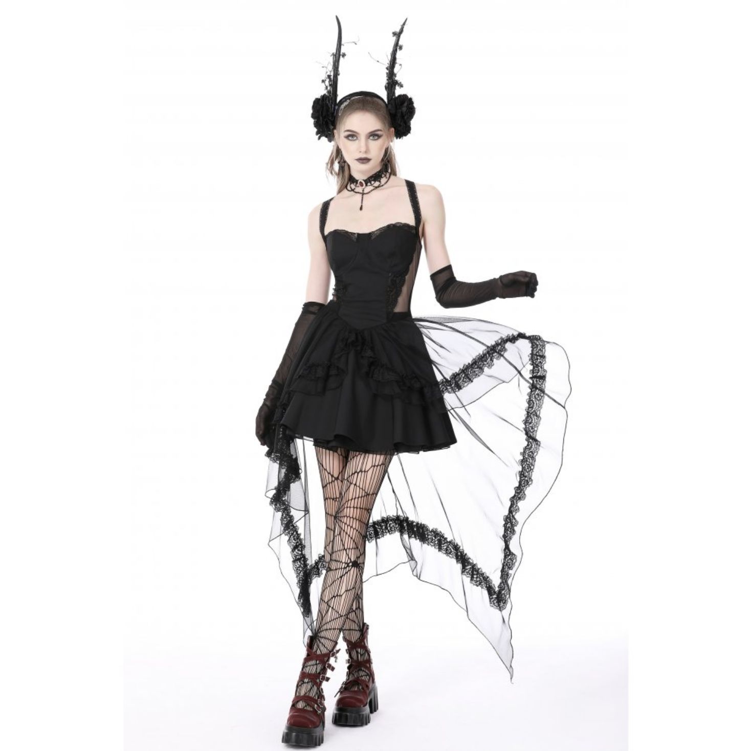 Robe Asymétrique à Volants DW766