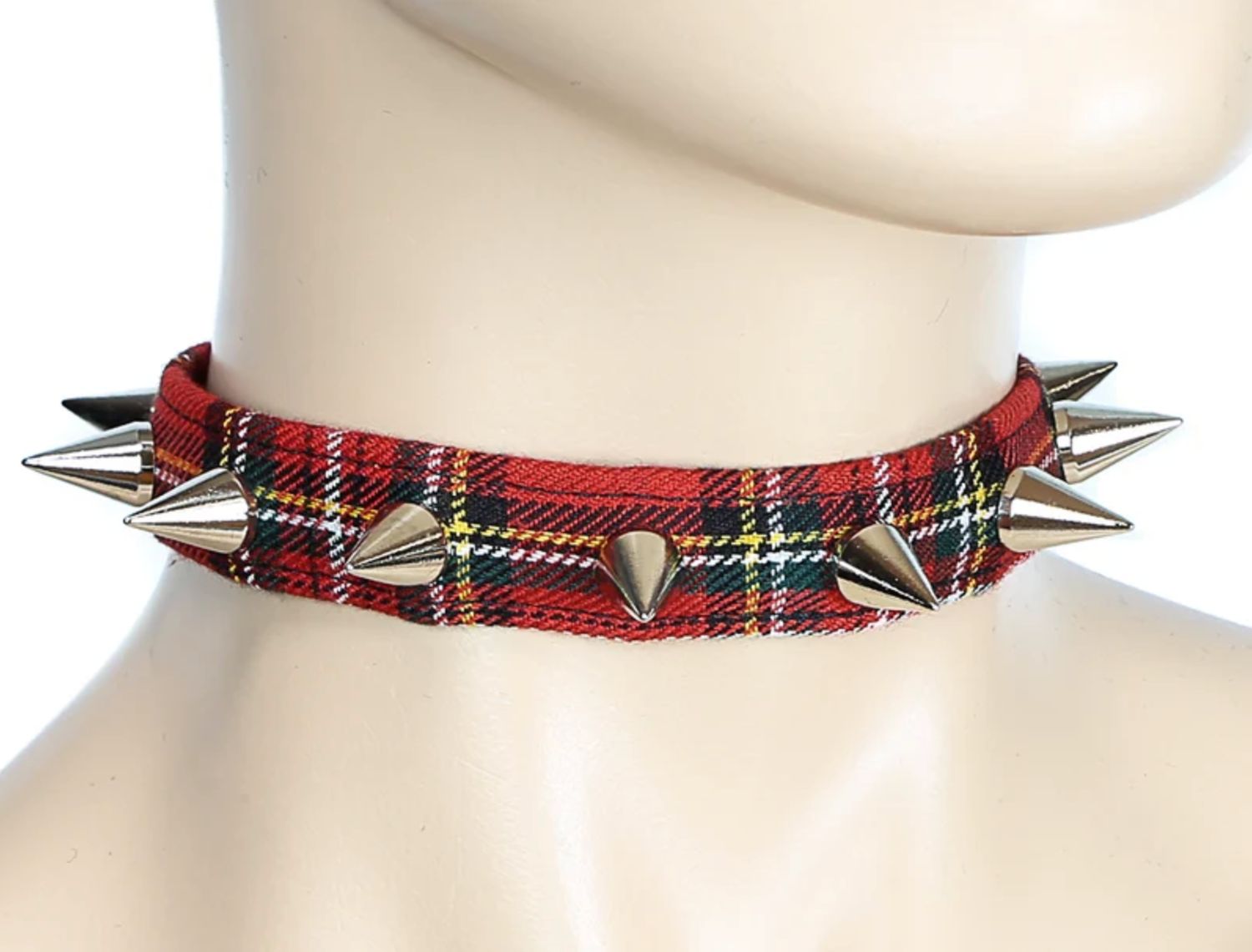 Choker en Tartan Rouge avec Studs CK167PD-RED