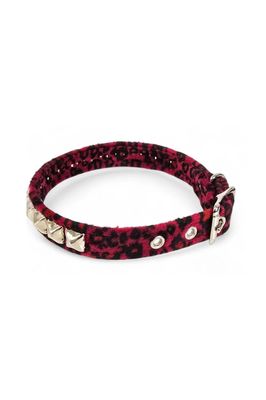 Choker en Fausse Fourrure Léopard Rouge avec Studs CK140L-RED