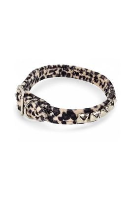 Choker en Fausse Fourrure Léopard Brun avec Studs CK140L-BRN