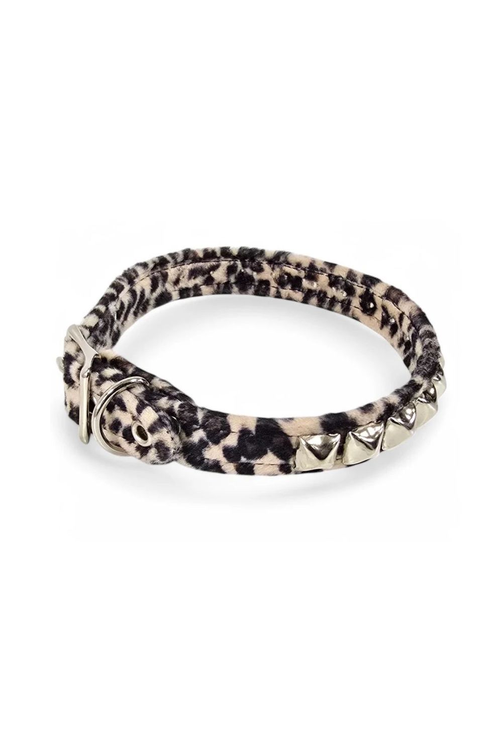 Choker en Fausse Fourrure Léopard Brun avec Studs CK140L-BRN