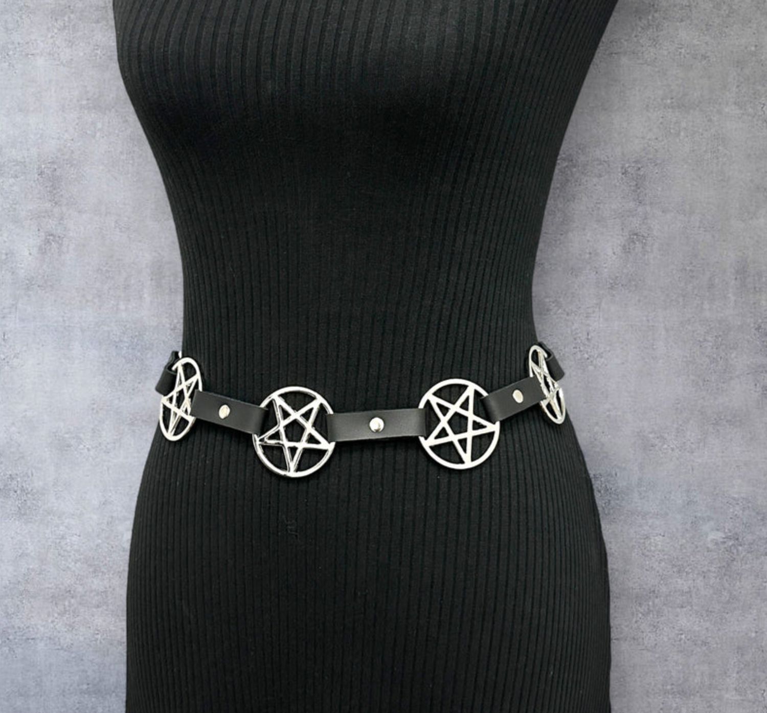 Ceinture Pentagrammes Larges et Cuir BT485