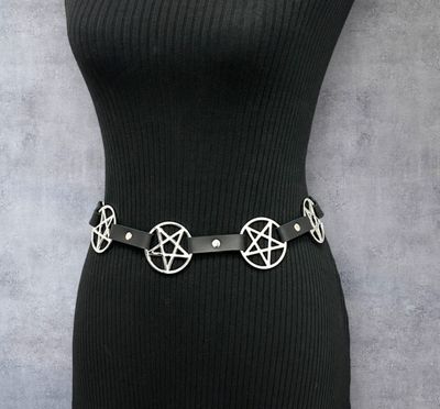 Ceinture Pentagrammes Larges et Cuir BT485