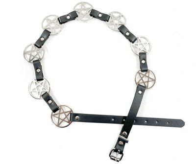 Ceinture Pentagrammes Larges et Cuir BT485