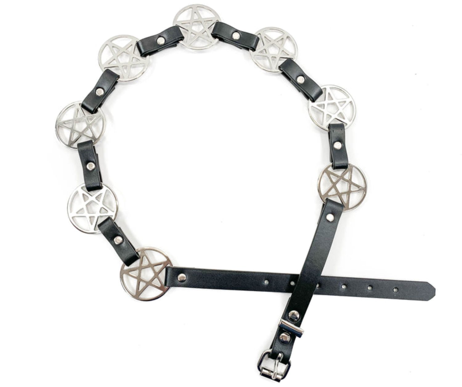 Ceinture Pentagrammes Larges et Cuir BT485