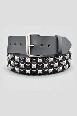 Ceinture en Cuir Noir à Studs Argentés et Noirs BT555-BS/SIL [PLUS]