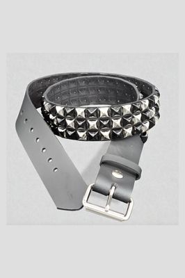 Ceinture en Cuir Noir à Studs Argentés et Noirs BT555-BS/SIL [PLUS]