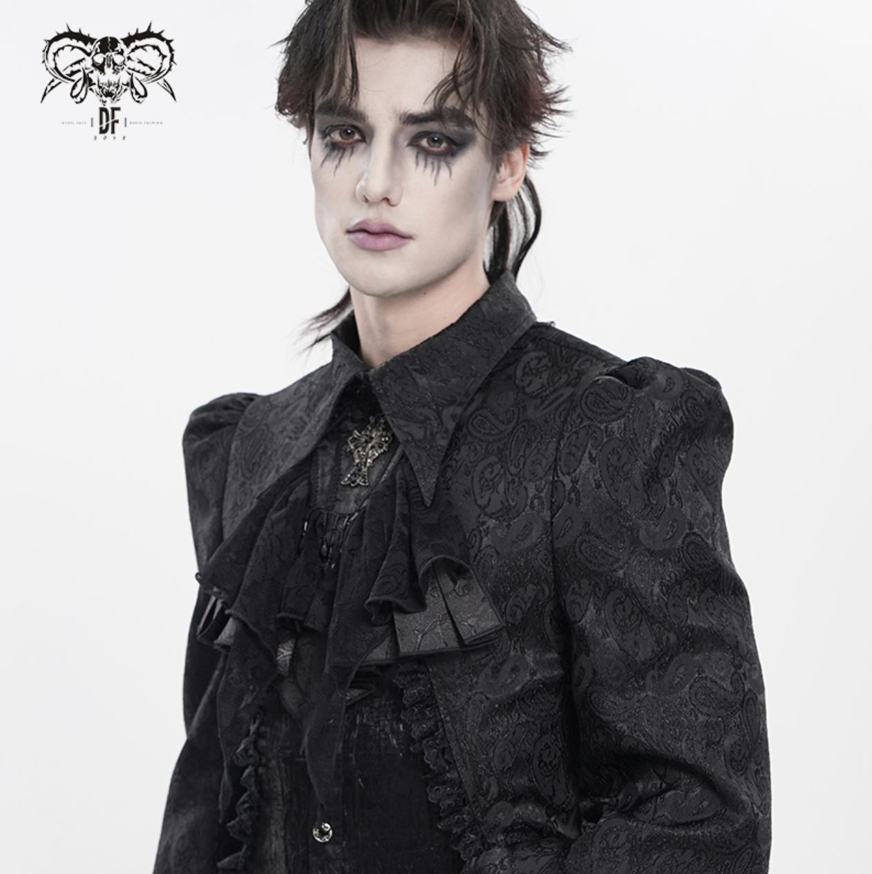 Lace and Cross Jabot AS27201 [BLACK]