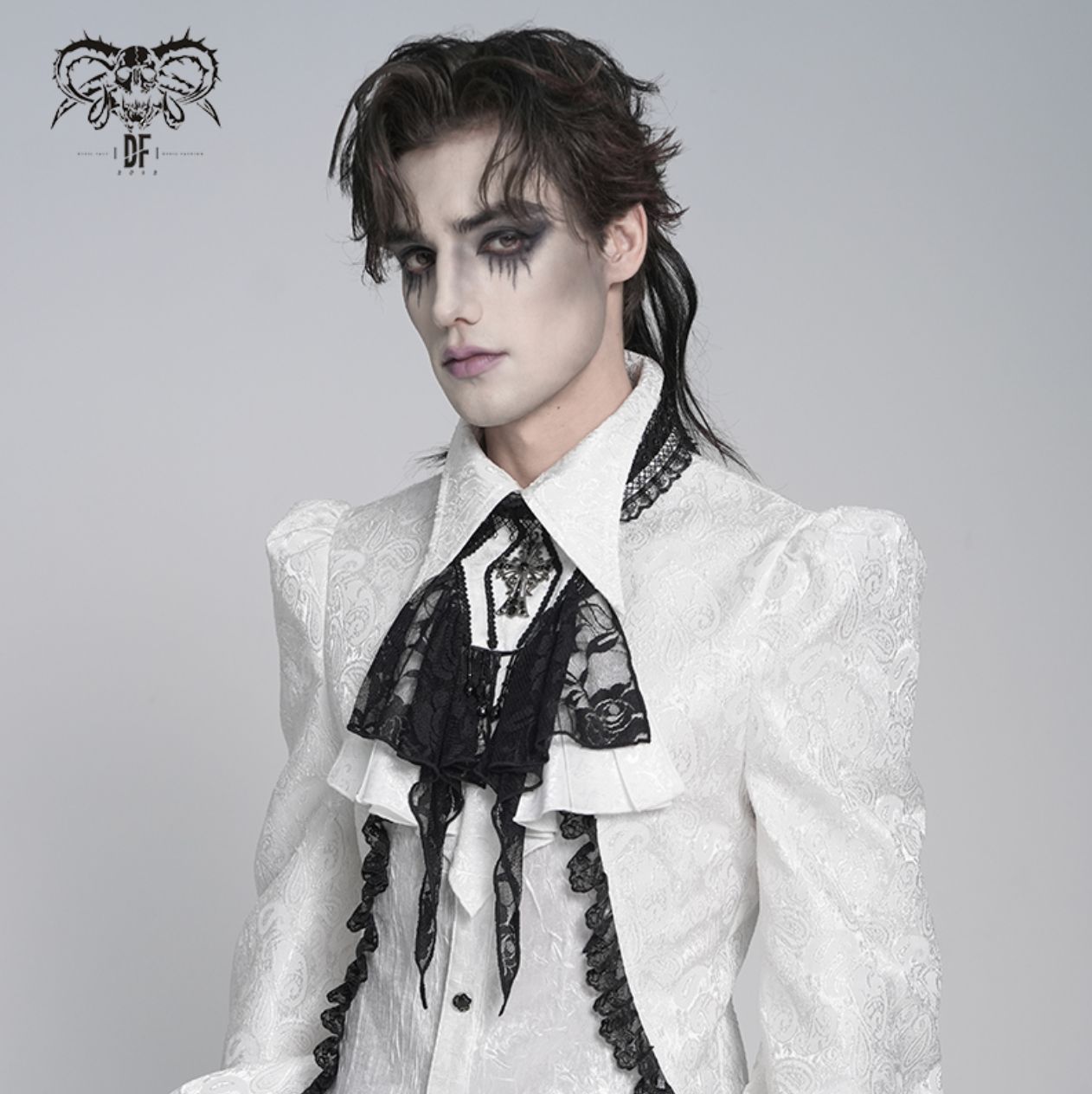 Lace and Cross Jabot AS27202 [WHITE]