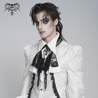 Lace and Cross Jabot AS27202 [WHITE]