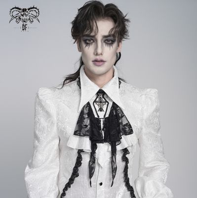 Lace and Cross Jabot AS27202 [WHITE]