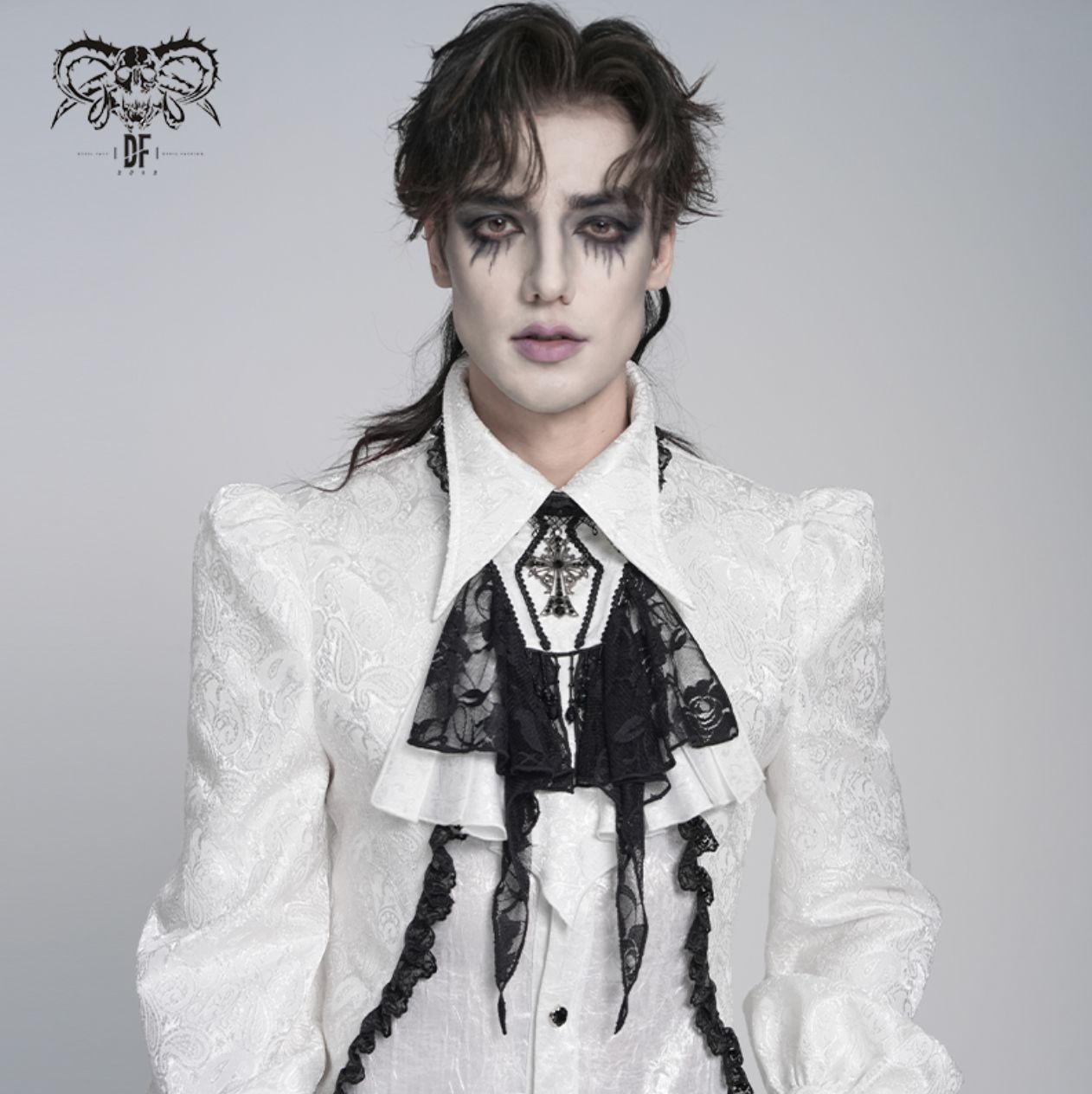 Lace and Cross Jabot AS27202 [WHITE]