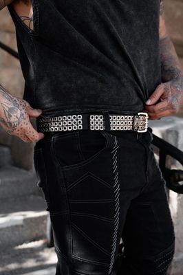 Ceinture Gunmetal Outpost Studded