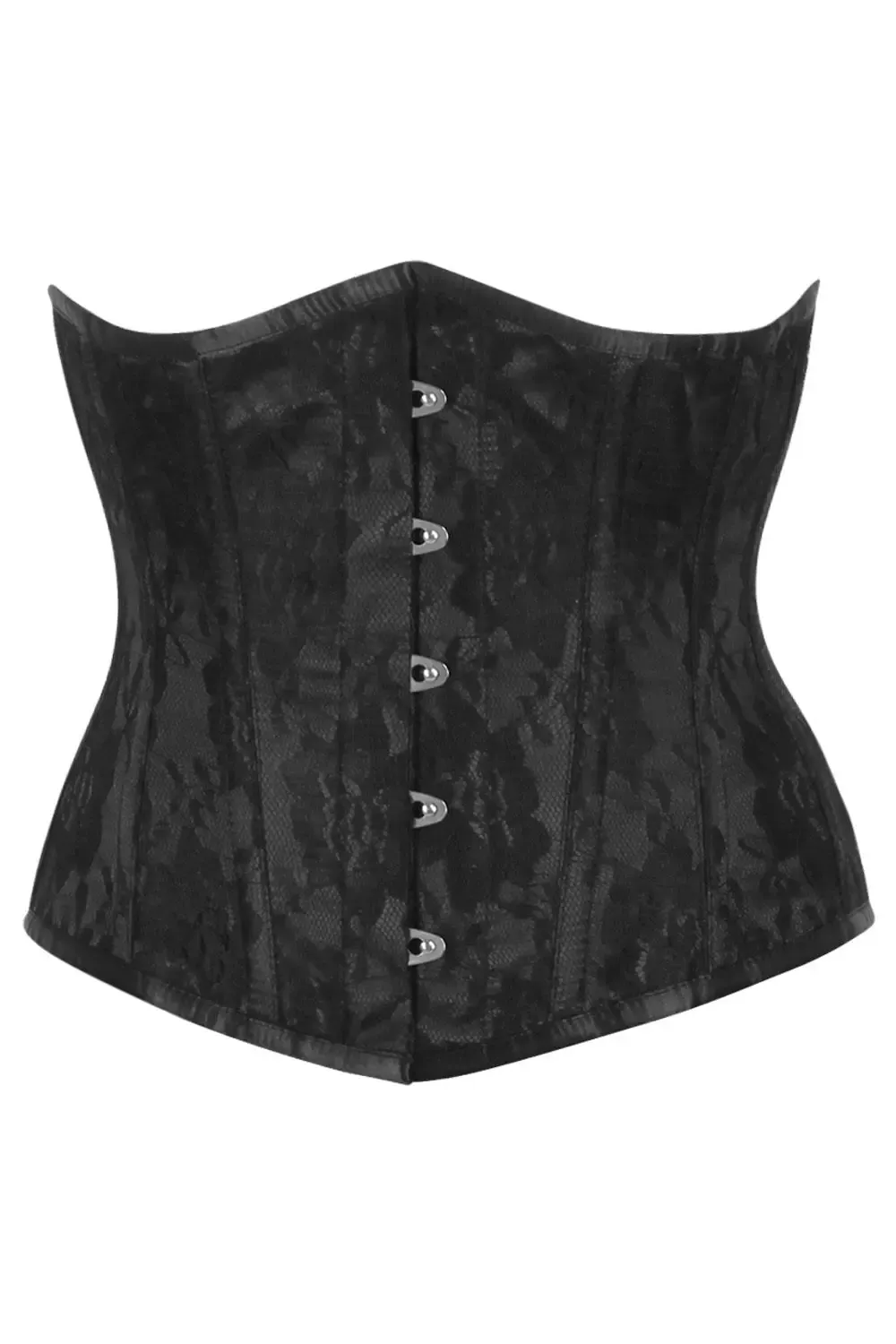 Yasmine Underbust Corset in Midnight Black Satin and Lace [CWL-1304]