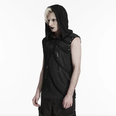 Chandail Sans Manches avec Capuche WT-1093 [NOIR]