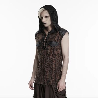 Sleeveless Mesh Hoodie WT-1106 [LEOPARD]