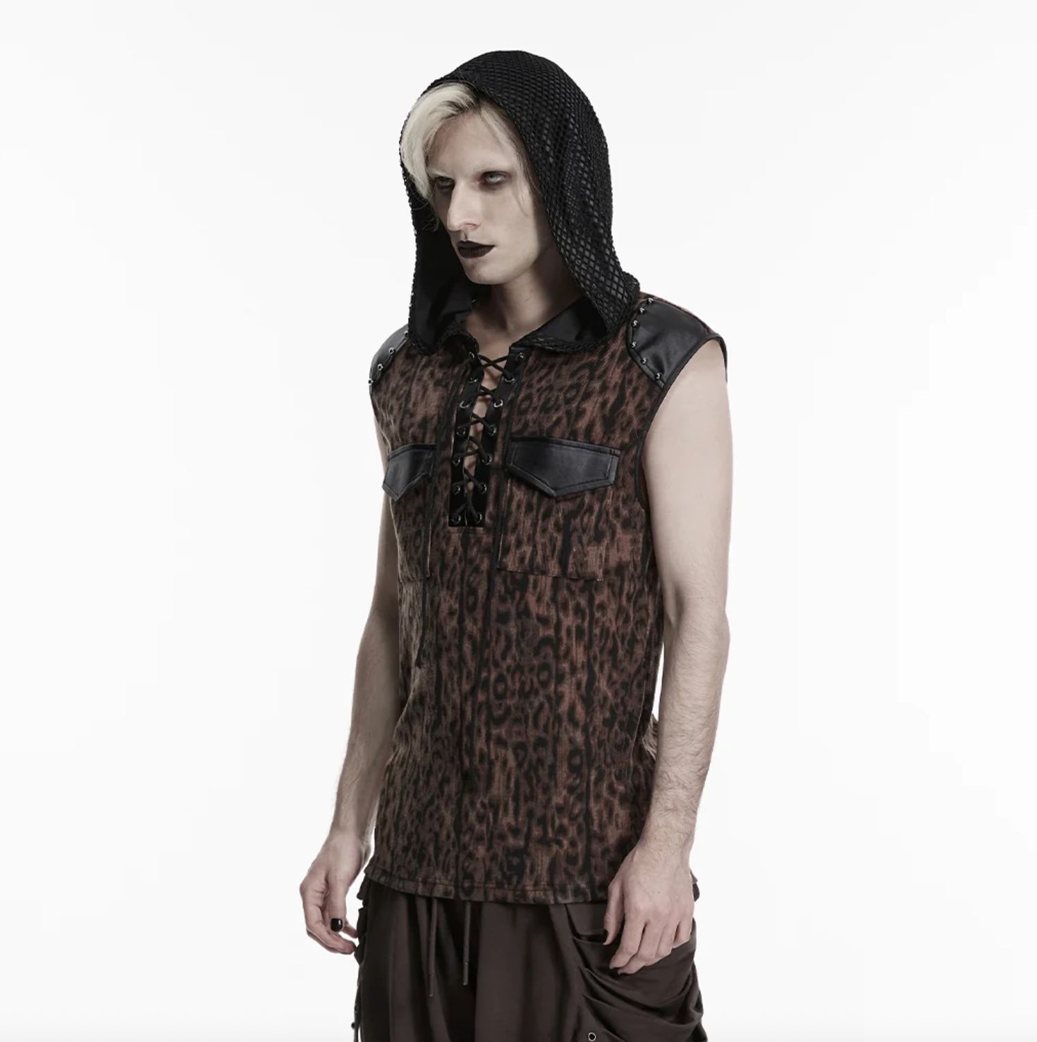 Sleeveless Mesh Hoodie WT-1106 [LEOPARD]