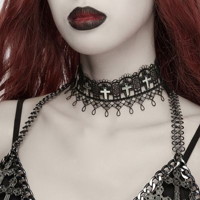 Choker en Dentelle avec Croix WS-977