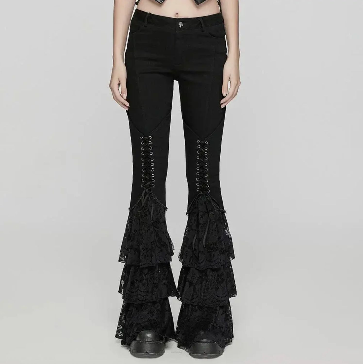 Pantalons Évasés avec Dentelle WK-657