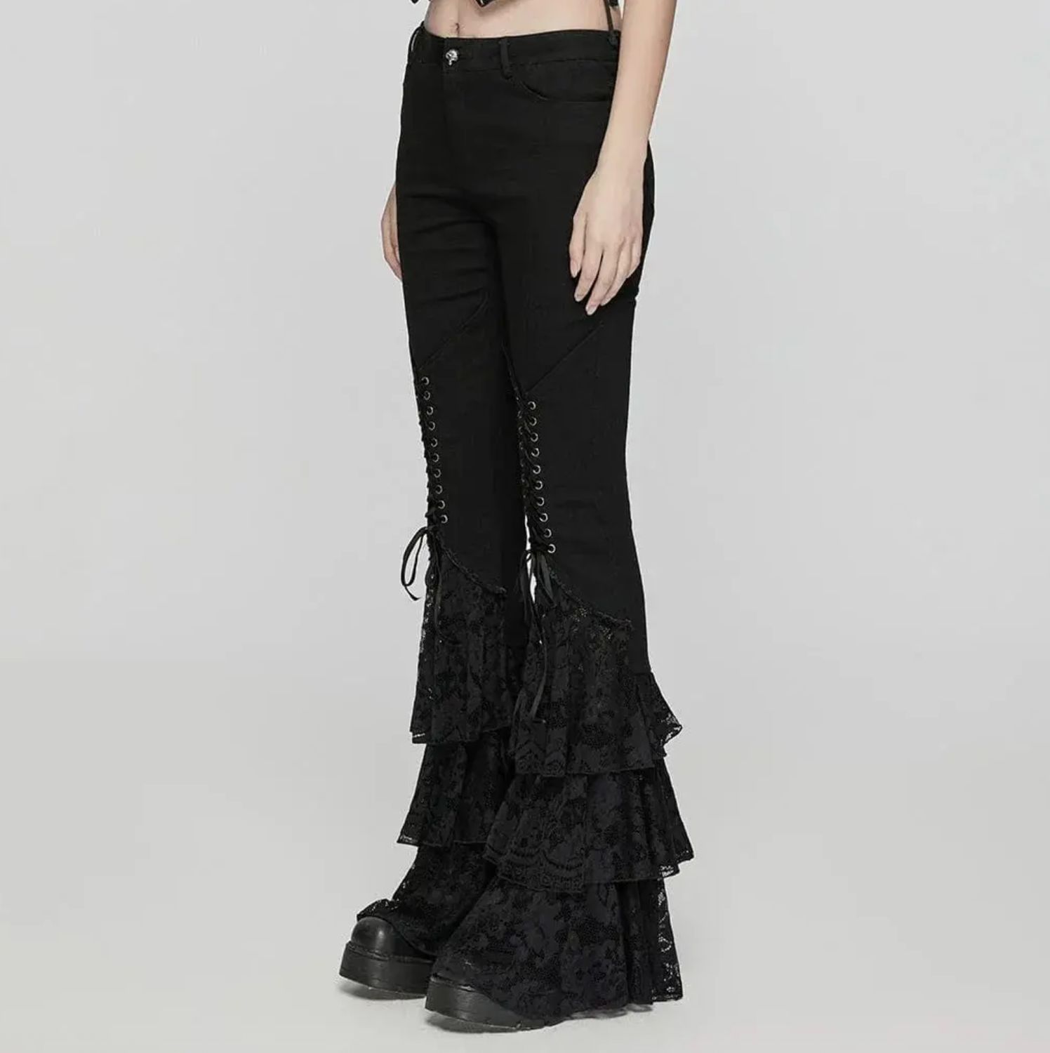 Flared Pants with Lace WK-657